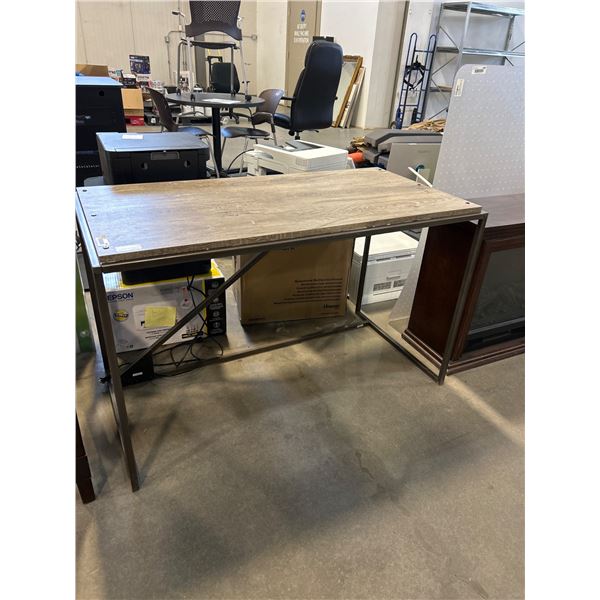 Rectangular Wooden and Metal Desk with Minimalist Frame Design