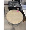 Image 1 : Round Metal Frame Accent Table With Glass Top and Wood Surface