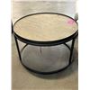 Image 2 : Round Metal Frame Accent Table With Glass Top and Wood Surface