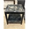Image 4 : Round Metal Frame Accent Table With Glass Top and Wood Surface