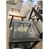 Image 6 : Round Metal Frame Accent Table With Glass Top and Wood Surface