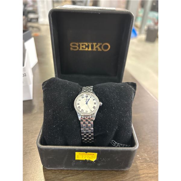 Seiko Women’s Quartz Watch with Roman Numerals and Stainless Steel Bracelet