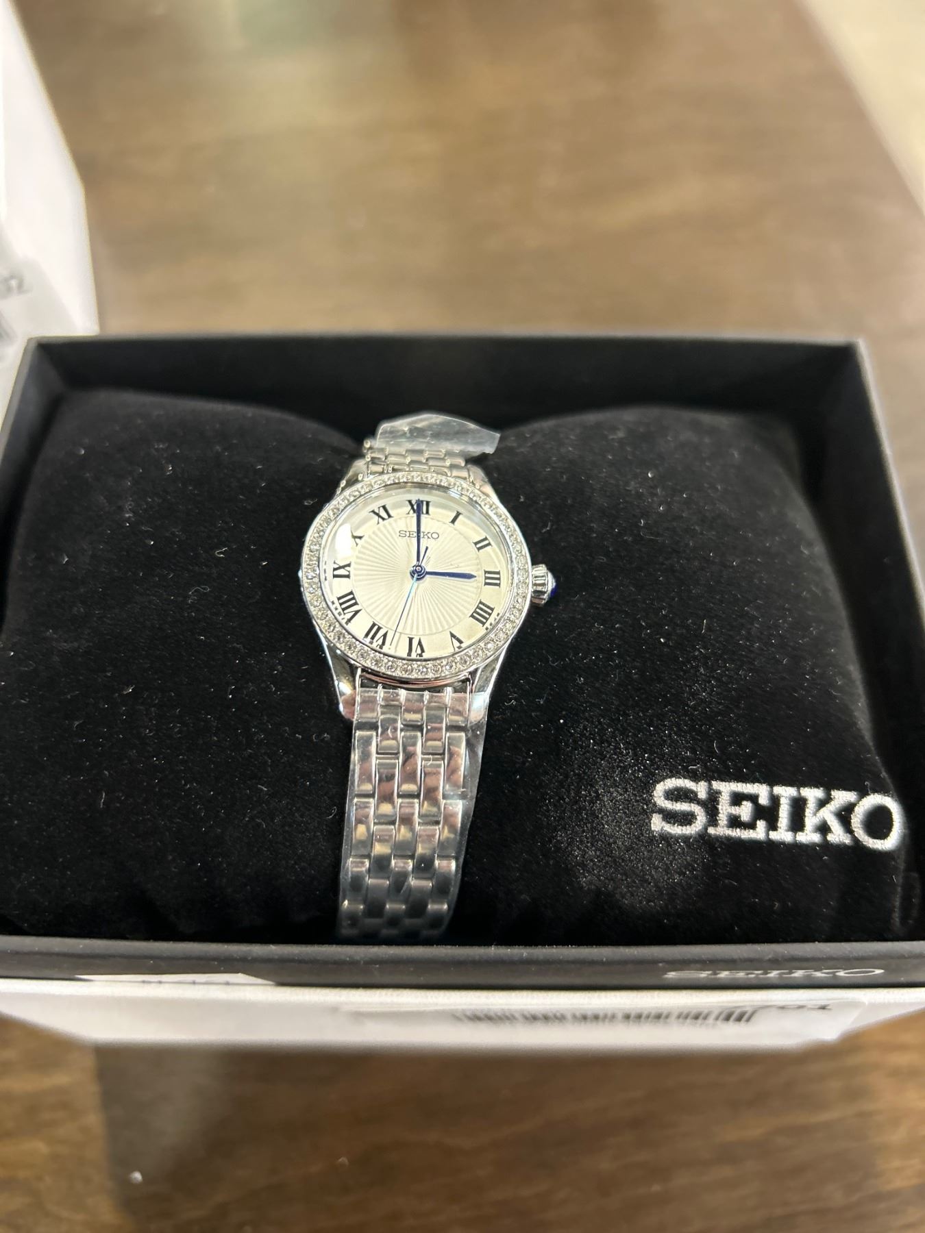 Seiko Women’s Stainless Steel Watch Model SUR333P1 with Crystal Accents