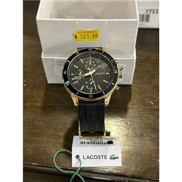 Lacoste Men’s Gold-Tone Analog Watch with Black Strap