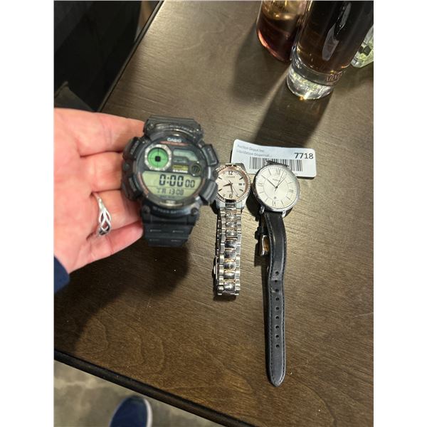 Three Watches: Casio, Citizen Eco-Drive, Fossil