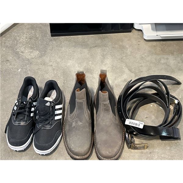 Adidas Adicross III Shoes, Josef Seibel Boots, and Leather Belts