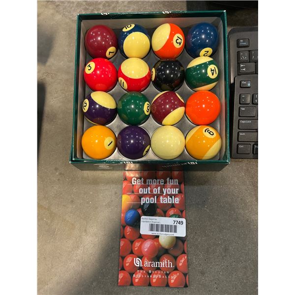 Aramith 2-1/16 Inch Pool Balls Set Made in Belgium