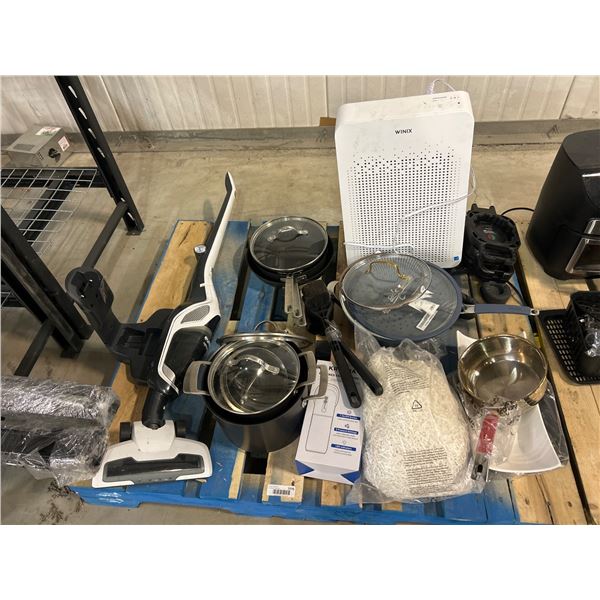 PALLET LOT –  With Winix Air Purifier, Eureka Vacuum, Kitchenware, And Accessories
