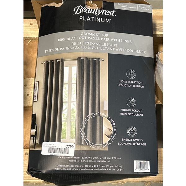 Beautyrest Platinum Grommet Top Blackout Panel Pair, 52 in. x 90 in., Gray