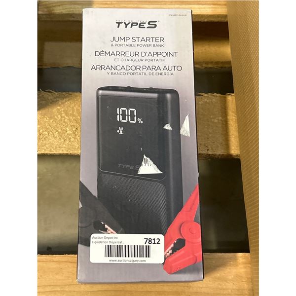 Type S Jump Starter and Power Bank with 8600mAh Capacity and 65W Output