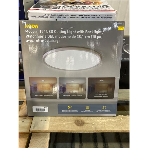 Koda 15-Inch LED Ceiling Light with Backlight, Adjustable CCT and Dimmable