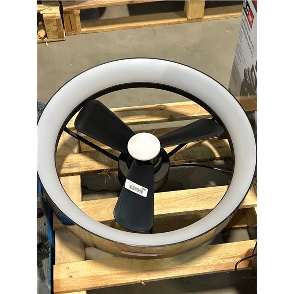 Circular Electric Fan With Three Blades and LED Ring