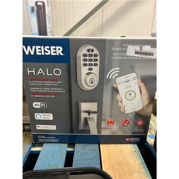 Weiser Halo Wi-Fi Smart Lock Electronic Deadbolt and Handle Set Combo Pack