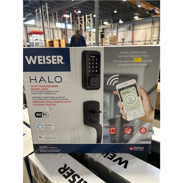 Weiser Halo Wi-fi Touchscreen Smart Lock, Electronic Deadbolt and Handleset Combo Pack