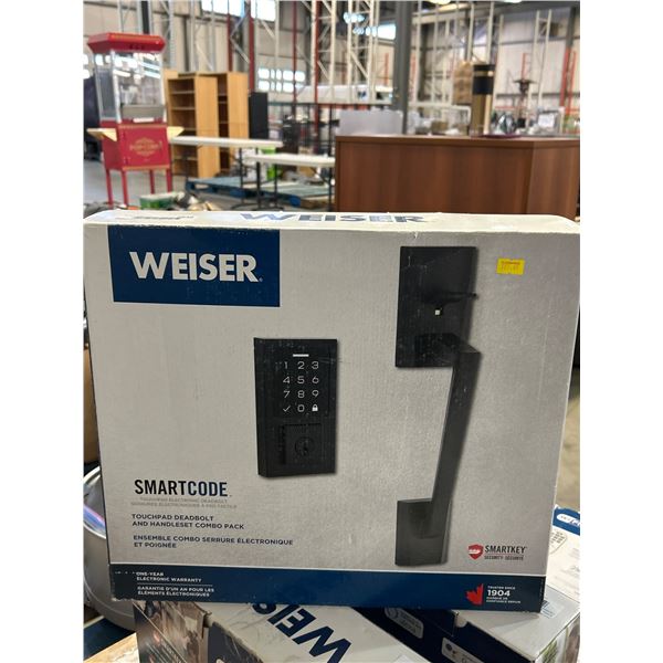 Weiser SmartCode Touchpad Deadbolt and Handle Set Combo Pack with SmartKey Security