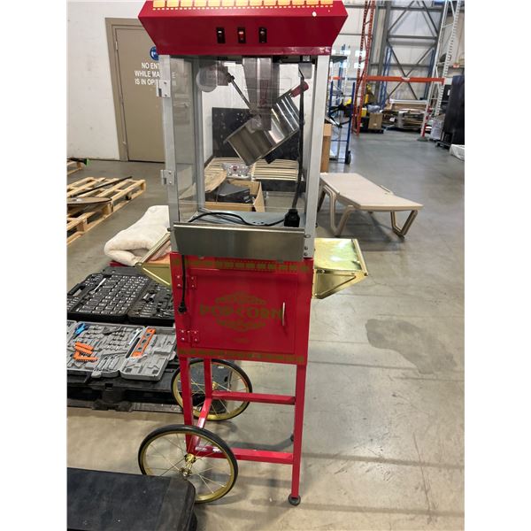 Red Popcorn Machine with Cart, Model Unknown