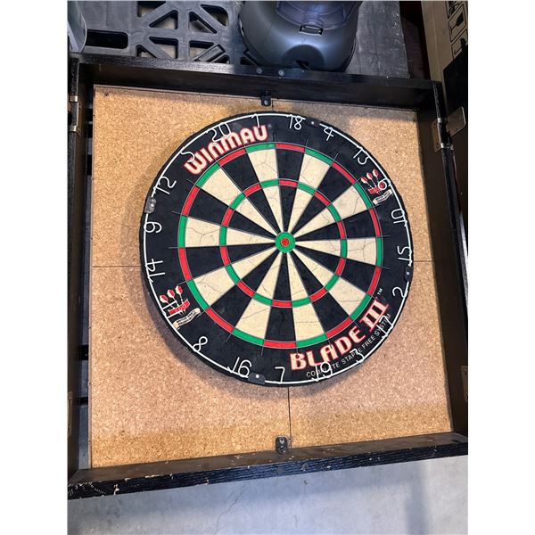 Winmau Blade III Dartboard with Wooden Cabinet