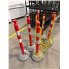 Image 1 : Five Red Traffic Delineator Posts With Yellow Chains