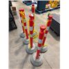 Image 2 : Five Red Traffic Delineator Posts With Yellow Chains