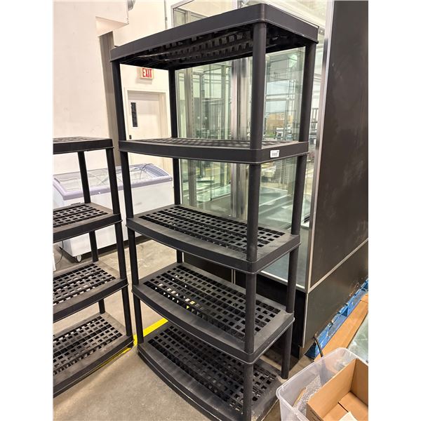 Black Plastic Multi-Tier Shelving Unit with Ventilated Shelves