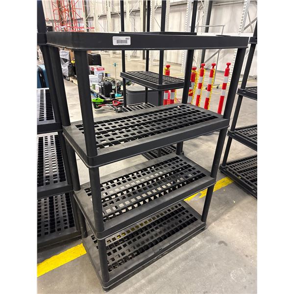 Black Plastic 4-Tier Shelving Unit
