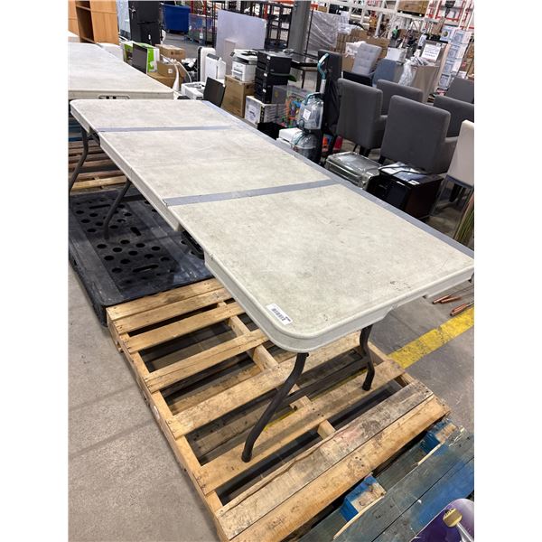 Rectangular Folding Table with Metal Legs and Plastic Top