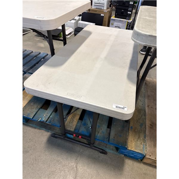 Rectangular Folding Table With Plastic Top and Metal Legs