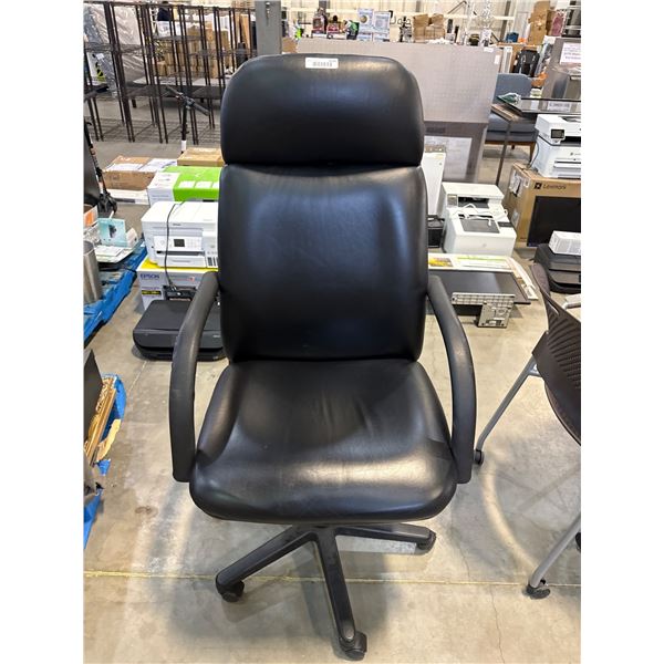 Black Leather Executive Office Chair with Adjustable Height
