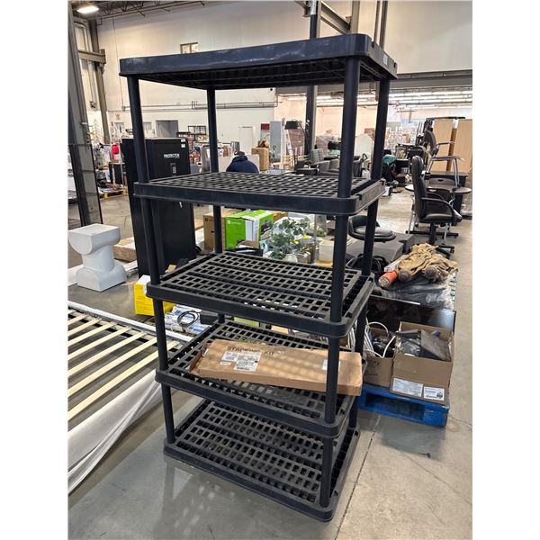 Black Freestanding Industrial Shelving Unit With Five Tiers