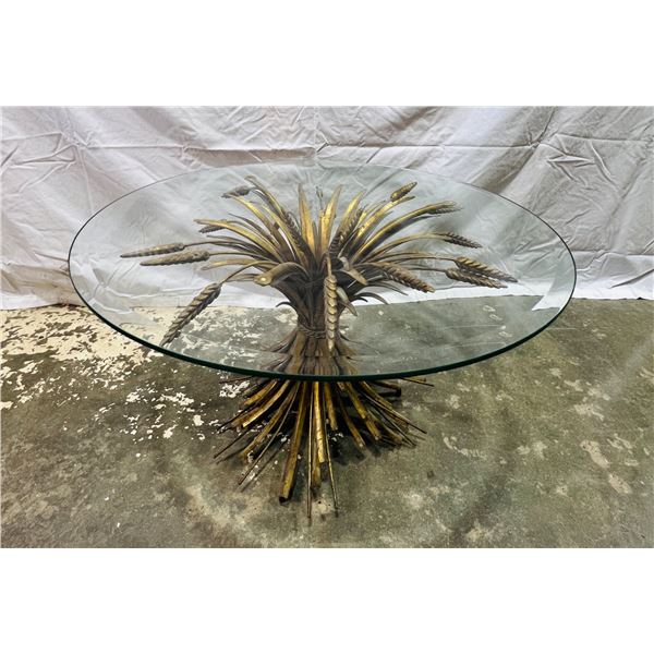 MCM Wheat Glass-Top Cocktail Table