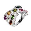 Image 2 : Natural Tourmaline Rhodolite Garnet Cross Ring