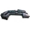 Image 1 : Modern Black Leather Reclining Sectional with Console Armrest And Chaise Lounge