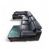 Image 3 : Modern Black Leather Reclining Sectional with Console Armrest And Chaise Lounge