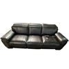 Image 1 : Modern Black Leather Reclining 3-Seat Sofa, Approx. H31" x W87" x D36" (w/ Adapter)