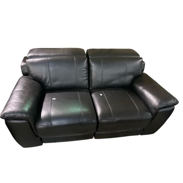 Modern Black Leather Reclining Loveseat, Approx. H30" x W62" x 37"
