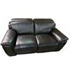 Image 1 : Modern Black Leather Reclining Loveseat, Approx. H30" x W62" x 37"