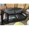 Image 2 : Modern Black Leather Reclining Loveseat, Approx. H30" x W62" x 37"
