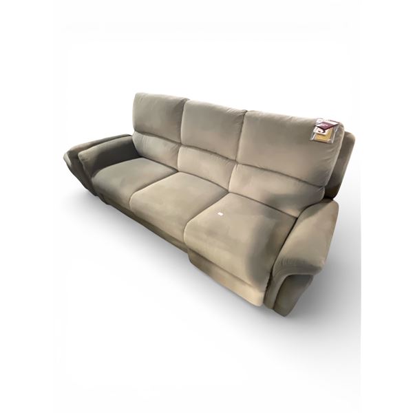 Lamax Leather 3-Seat Reclining Beige Sofa, Approx. H41" x W85" x D32"