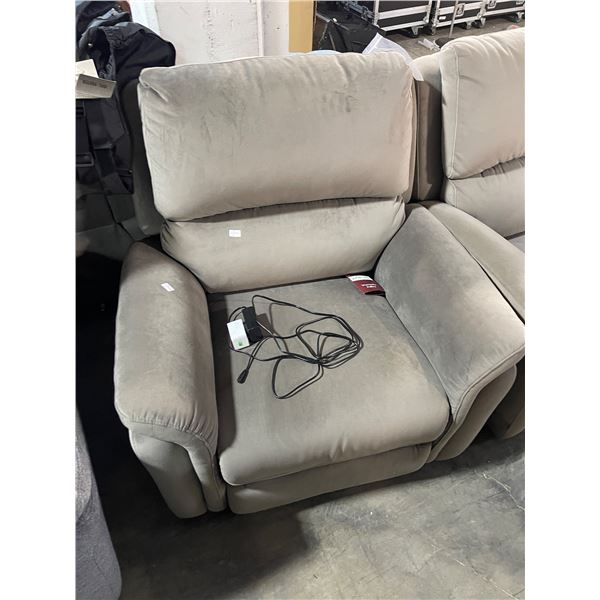 Lamax Leather Recliner Armchair - Beige, Approx. H41" x W38" x D32"