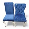 Image 1 : 1 Blue Velvet Tufted Dining Chair and 1 Nailhead Trim Accent Dining Chair