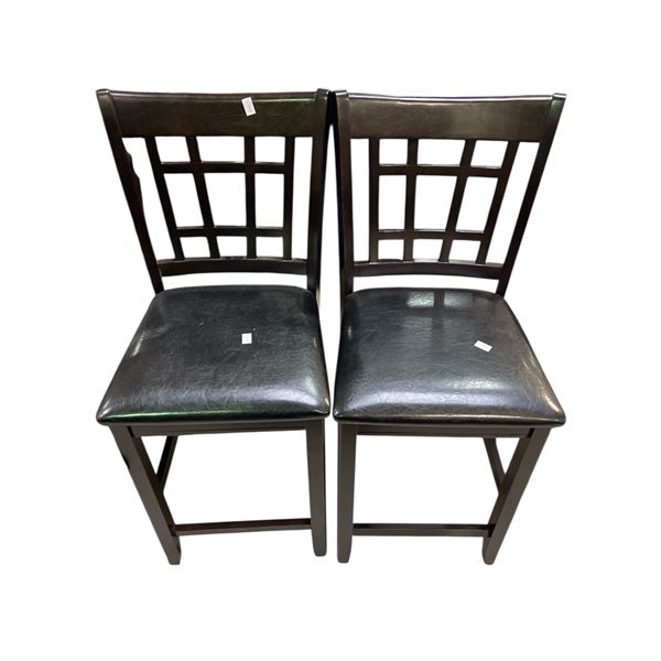 Set of 2 Dark Wood Bar Chairs, Approx. H41" Each