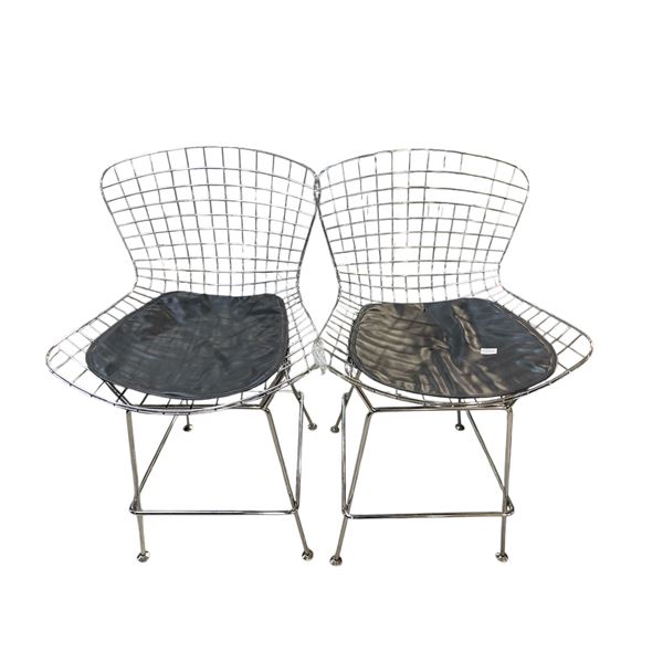 Set of 2 Chrome Wire Bar Chairs, Approx. H35.5"