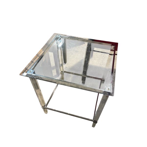 Glass & Chrome Rectangular Coffee Table, Approx. H24" x  24" x 24"