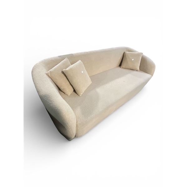 Cream Boucle Curved Sofa, Approx. H32.5" x 85" x 35"