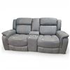Image 1 : Power Leather Reclining Loveseat with Console - Grey, Approx. H38" x 72" x D30"