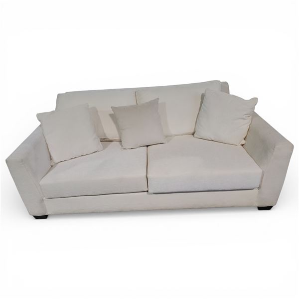 Cream Upholstered Sofa, Approx. H31" x W77" x D42"