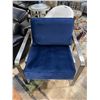 Image 2 : Navy Velvet Accent Chair with Stainless Steel Frame, Approx. H35" x W31" x D30"