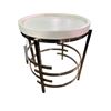 Image 1 : Round White Tray-Top Side Table with Chrome Ring Metal Base, H24.5" x Dia. 22"