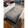 Image 2 : Grey Tufted Leather Storage Ottoman, H18.5" x 37.5" x 22.5"