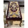 Image 3 : Needlepoint Floral Upholstered Bench, Approx. H15.5 x W38" x 16"